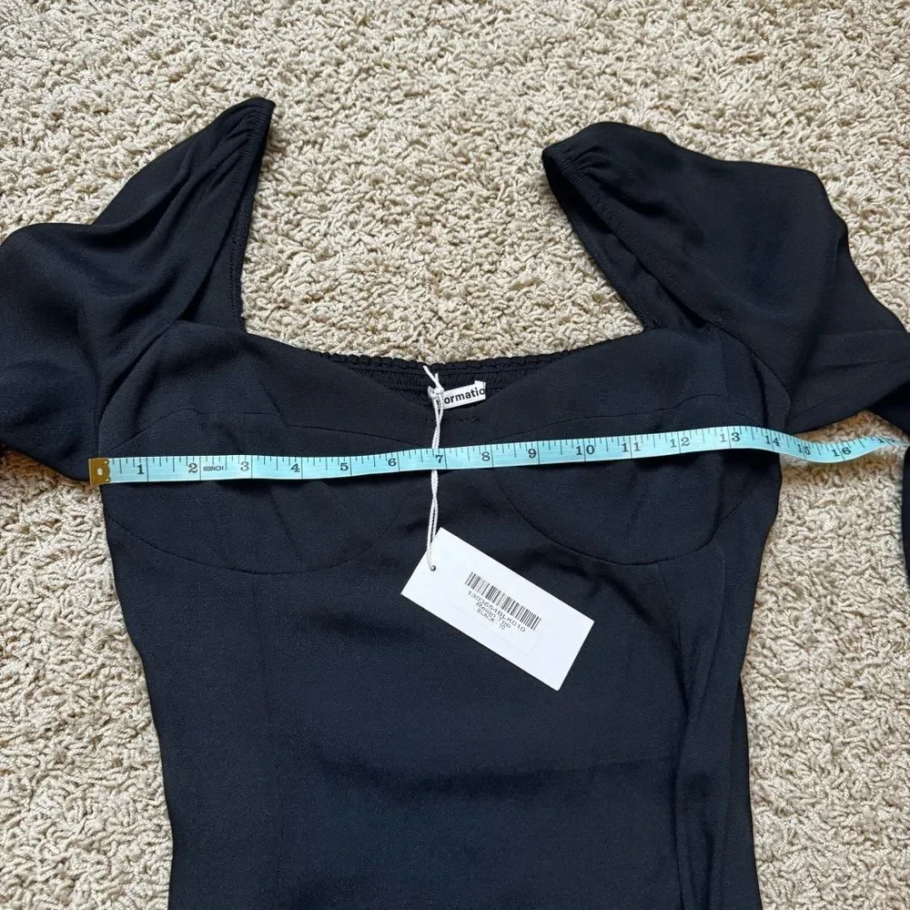 Reformation Reign Top Square Neck Long Sleeve Black NWT 10